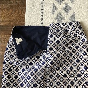 Gold and navy satin mini skirt